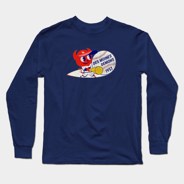 Defunct - Des Moines Demons Baseball Long Sleeve T-Shirt by LocalZonly